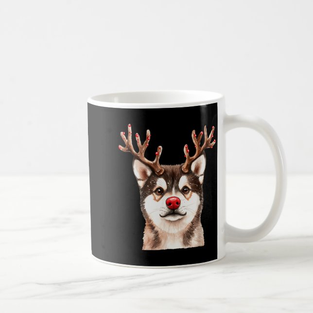 Akita Reindeer Christmas Lights Dog Lover Xmas Paj Kaffeetasse (Rechts)