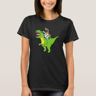 Akita reitet Rex Dinosaurier Hund T-Shirt