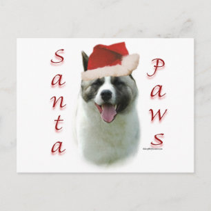 Akita Santa Paws Feiertagspostkarte
