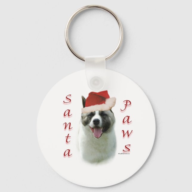 Akita Santa Paws Schlüsselanhänger (Vorderseite)