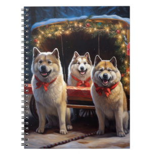Akita Schneebedeckte Schlittenfahrt Weihnachtsdeko Notizblock