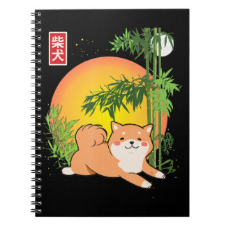 Akita Shiba Inu Hund Japan Bambus Fireflies Moon Notizblock