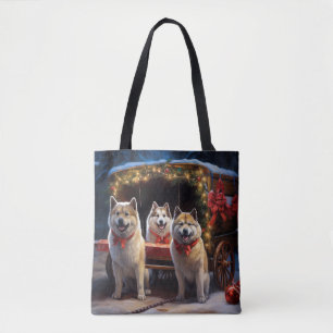 Akita Snowy Sleigh Ride Weihnachtsdekor