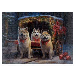 Akita Snowy Sleigh Ride Weihnachtsdekor Schneidebrett
