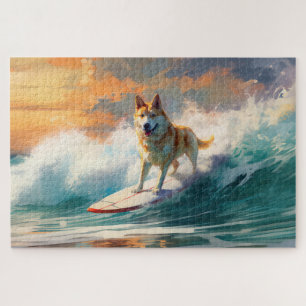 Akita-Strand-Surfing-Malerei Puzzle