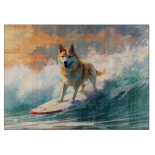 Akita-Strand-Surfing-Malerei Schneidebrett