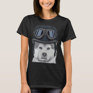 Akita Tragen eines Vintagen Motorradhelms T-Shirt