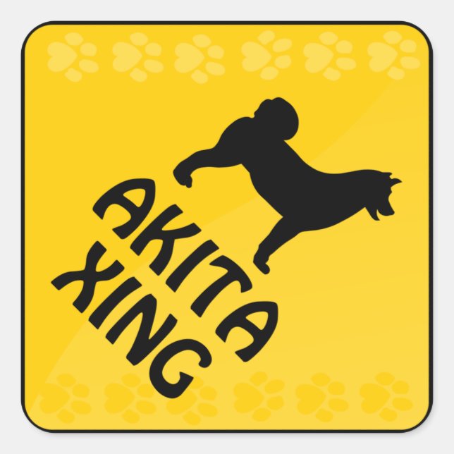 Akita-Überfahrt [Xing] Quadratischer Aufkleber (Vorderseite)