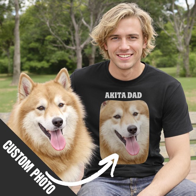 Akita Vater Custom Dog Foto Geschenk für Hunde Vat T-Shirt (Akita Dad Custom Dog Photo Gift for Dog Dad T-Shirt.)