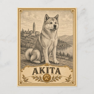 Akita, Vintage Heritage Hund Postkarte