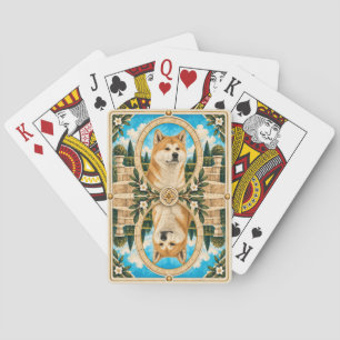 Akita, Vintage Wasserfarben-Hundekunst Spielkarten