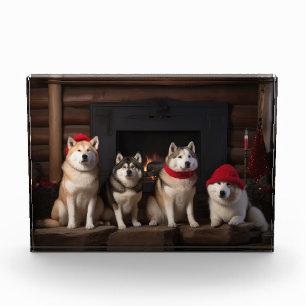 Akita von der Feuerstelle Weihnachten Fotoblock