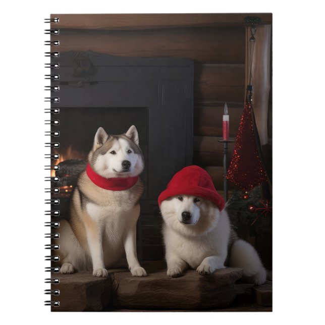 Akita von der Feuerstelle Weihnachten Notizblock (Vorderseite)