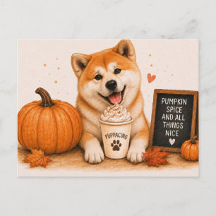 Akita Warmer Kürbisgewürz Puppaccino Herbst Postkarte