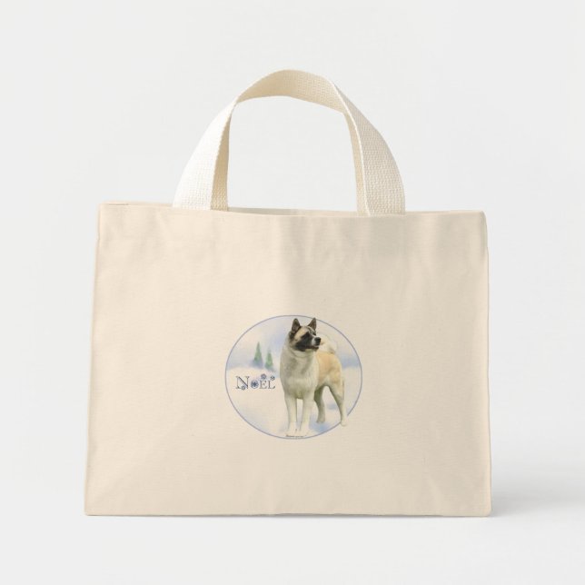 Akita Weihnachten Bag Mini Stoffbeutel (Vorne)