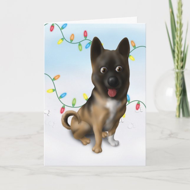 Akita-Weihnachten Feiertagskarte (Vorderseite)
