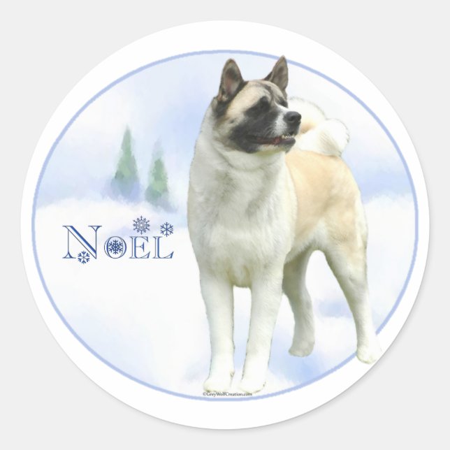 Akita Weihnachten Stickers (Vorderseite)