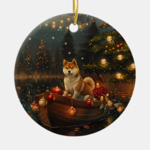 Akita Weihnachtliche Reise Keramik Ornament
