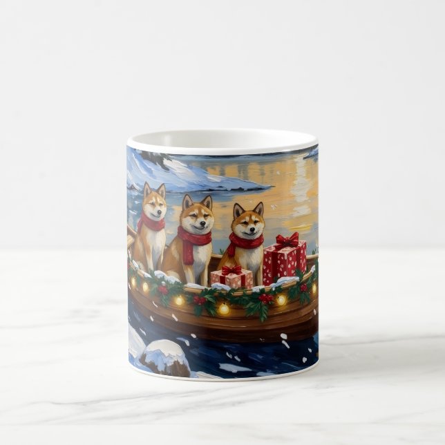 Akita Weihnachtsboot-Feiertag Kaffeetasse (Mittel)
