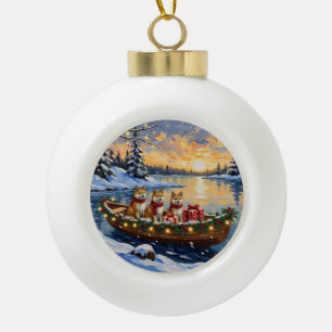 Akita Weihnachtsboot-Feiertag Keramik Kugel-Ornament