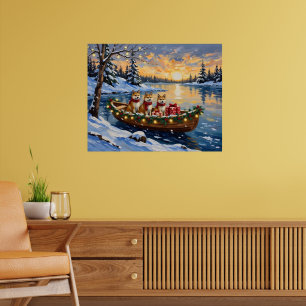 Akita Weihnachtsboot-Feiertag Poster