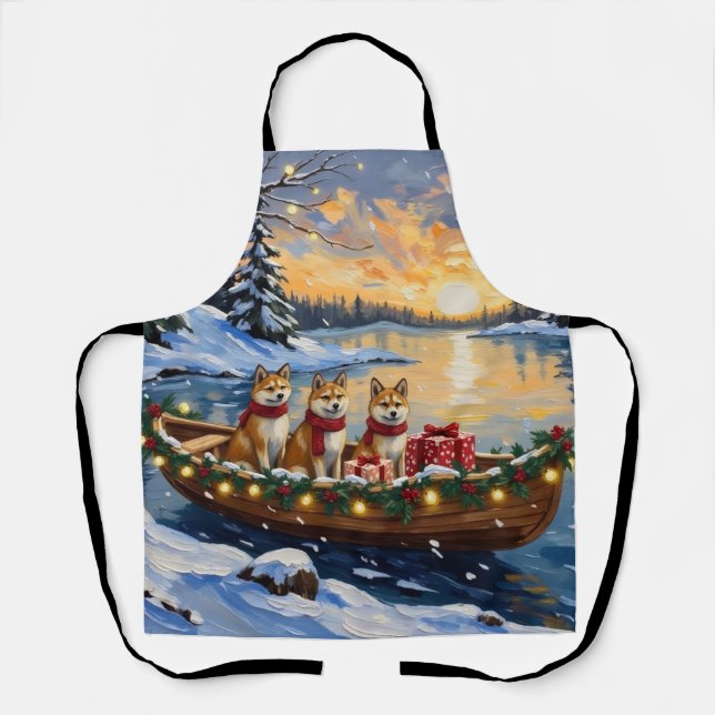 Akita Weihnachtsboot-Feiertag Schürze (Vorderseite)