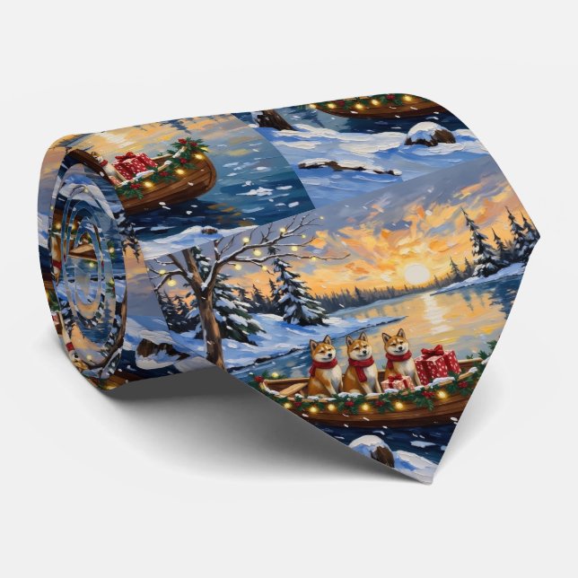 Akita Weihnachtsboot Urlaub Krawatte (Gerollt)