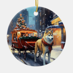 Akita Weihnachtsfeiertage Keramik Ornament