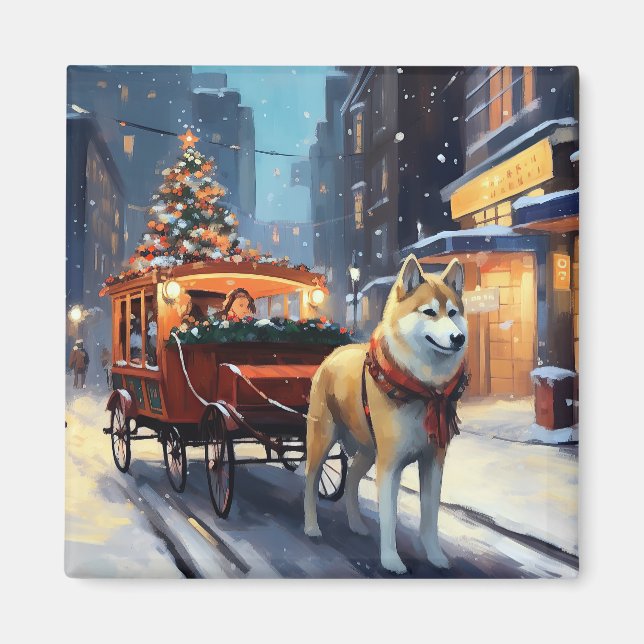 Akita Weihnachtsfeiertage Magnet (Vorne)