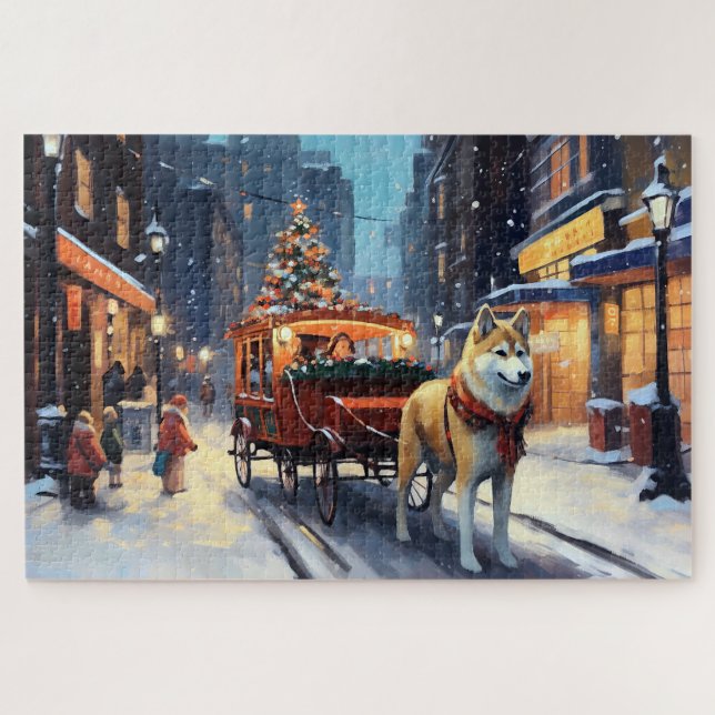 Akita Weihnachtsfeiertage Puzzle (Horizontal)