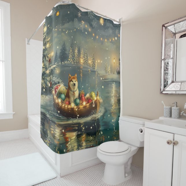 Akita Weihnachtsfest Reise Duschvorhang (Beispiel)