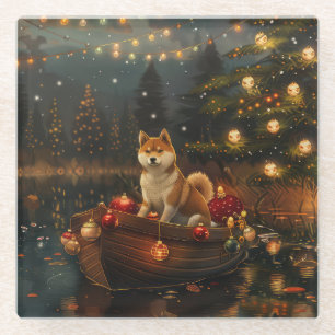 Akita Weihnachtsfest Reise Glasuntersetzer