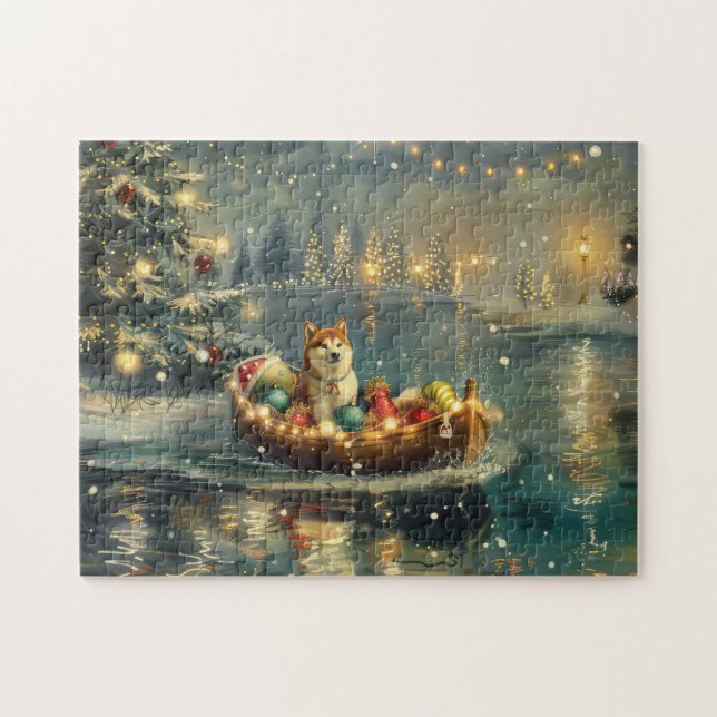 Akita Weihnachtsfest Reise Puzzle (Horizontal)