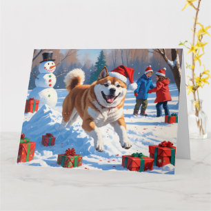 Akita Weihnachtsfestliche Schneeszene Karte