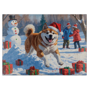 Akita Weihnachtsfestliche Schneeszene  Schneidebrett