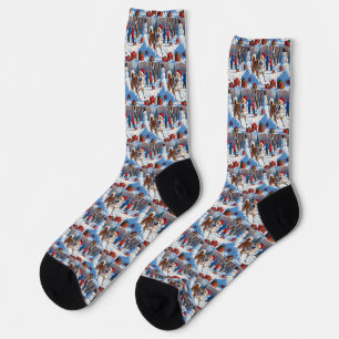 Akita Weihnachtsfestliche Schneeszene  Socken