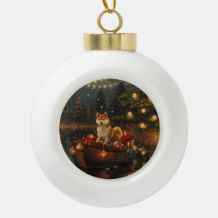 Akita Weihnachtsfestreise Keramik Kugel-Ornament