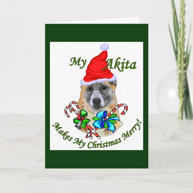 Akita-Weihnachtsgeschenke Feiertagskarte (Vorderseite)