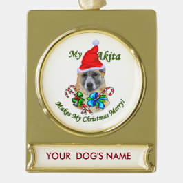 Akita Weihnachtsgeschenke Personalisiert Banner-Ornament Gold