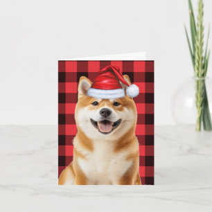 Akita Weihnachtshund Roter Buffalo Karo Weihnachte Feiertagskarte