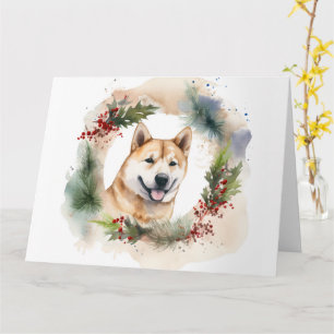 Akita Weihnachtskranz Festiver Hund Karte
