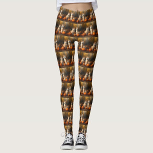 Akita-Welpe Herbstfreude Kürbis Leggings