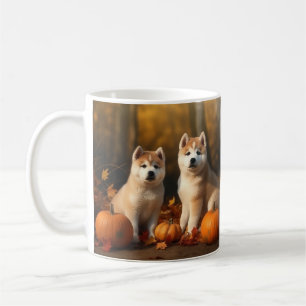 Akita-Welpe Herbstvergnügen Kürbis Kaffeetasse