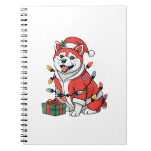 Akita Xmas Lighting Santa Akita Dog Weihnachten Notizblock