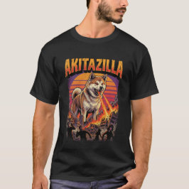 Akitazilla Giant Akita Dog Monster Movie Parody T-Shirt