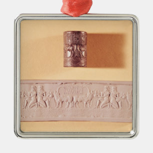 Akkadian Zylinder-Siegel und -eindruck Ornament Aus Metall