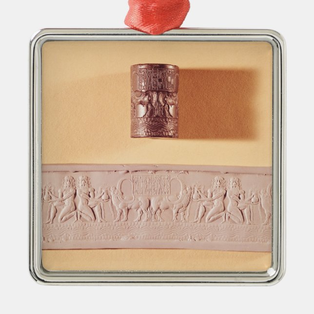 Akkadian Zylinder-Siegel und -eindruck Ornament Aus Metall (Vorne)