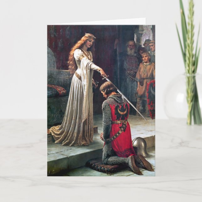 Akkolade durch Edmund Blair Leighton Karte (Vorderseite)