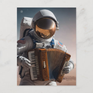 Akkordeon beim Astronauten Postkarte