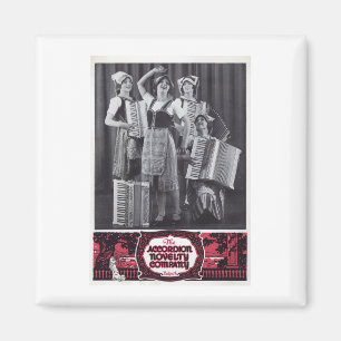 Akkordeon-Mädchen Vintage-Werbung Magnet